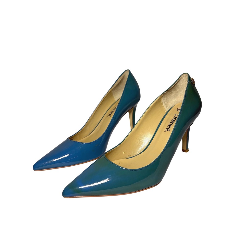 J. Renee Teal Blue Green Ombre Patent Leather Pointed Toe Pumps Heels Size‎ 6